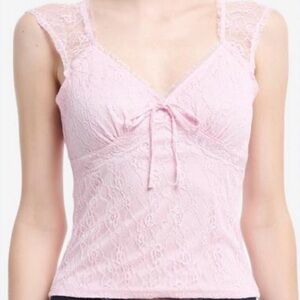 Y2K Women's Lace V-Neck Camisole Tank Top - Light Pink